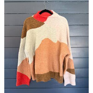 M.M.LaFleur Rajni Alpaca Jacquard Turtleneck Sweater Multi XL